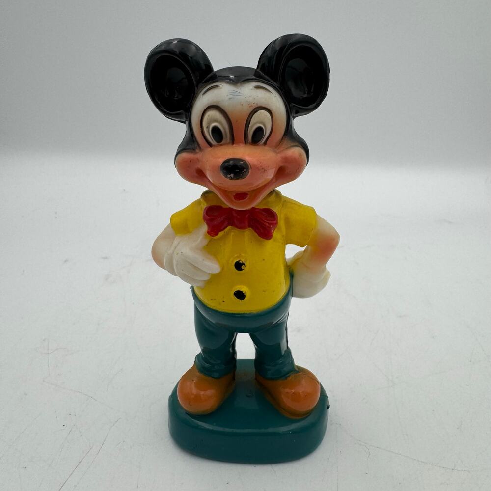 Vintage Walt Disney Mickey Mouse Figure 1960s Hard Plastic Toy Made in Hong Kong